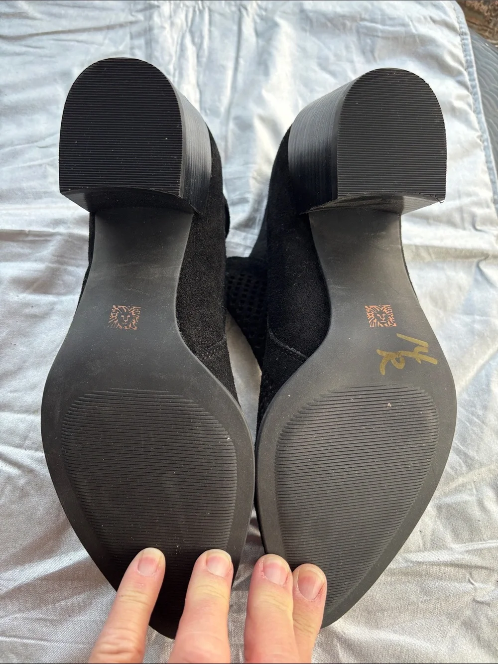 Anne Klein Black Perforated Pointed Toe Cutout Ankle Booties
